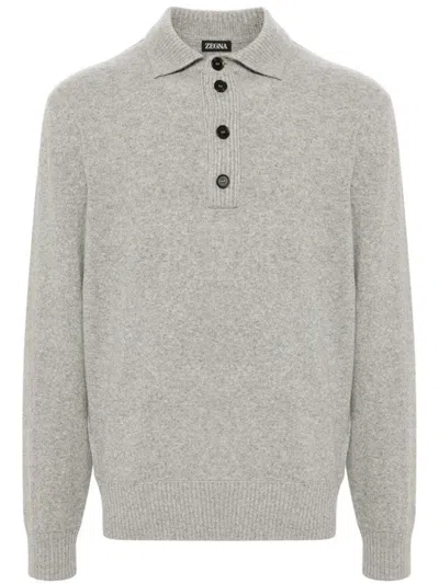 Zegna Polo In Maglia In Grey