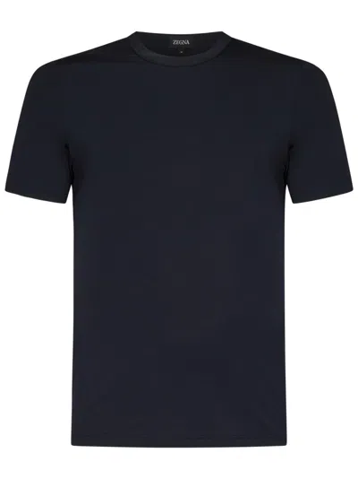Zegna Tailored Blue T-shirt With Classic Crewneck Design