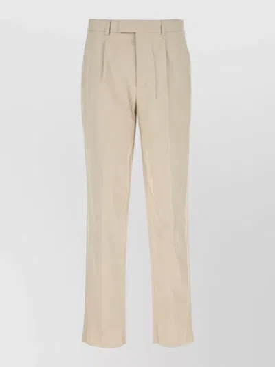 Zegna Tailored Formal Trousers Belt Loops Back Pockets In Neutral