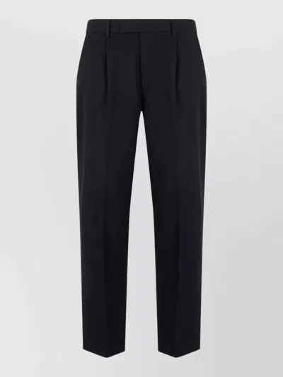 Zegna Tailored Linen Cotton Suit Trousers In Black