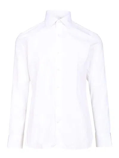 Zegna Tailored Shirt In Stretch Cotton In White