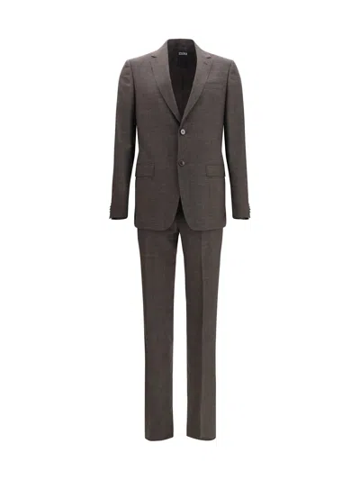 Zegna Tailored Suit In Brown