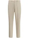 Zegna Straight-leg Pleated Cotton And Wool-blend Twill Trousers In 中性色