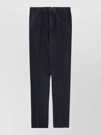 Zegna Tailored Trousers Belt Loops Side And Back Pockets In Blue