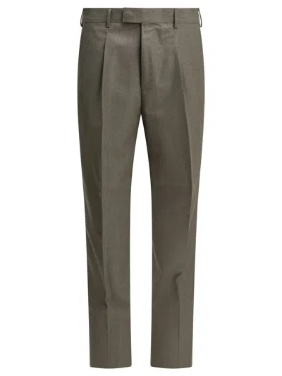 Zegna Tailored Wool Pants In Green