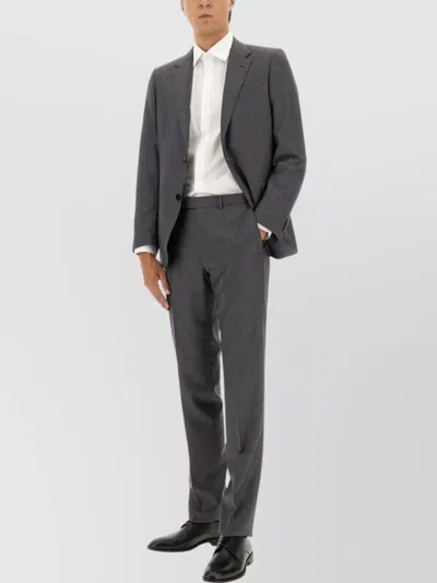 Zegna Tailored Wool Suit Notch Lapel In Gray