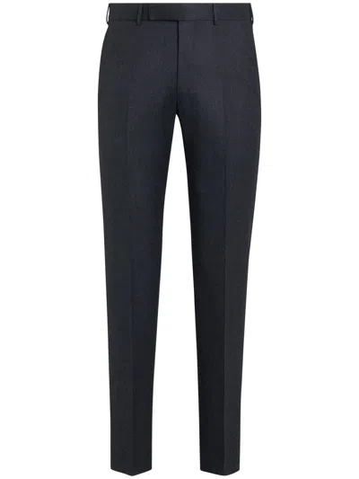 Zegna Tailored Wool Trousers In Grey