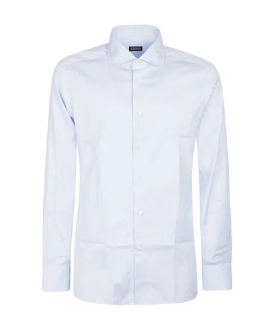 Zegna Long-sleeved Button-up Shirt In White