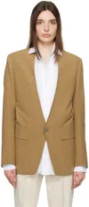 Zegna Tan Raw Edge Blazer In Mocha