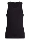 Zegna Black Cotton Blend Tank Top In Animal Print