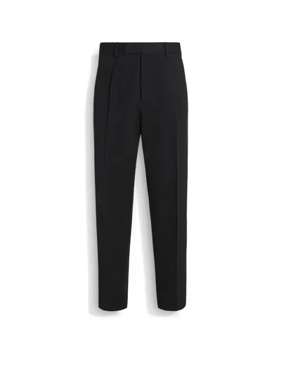 Zegna Black Mid-rise Tailored Trousers