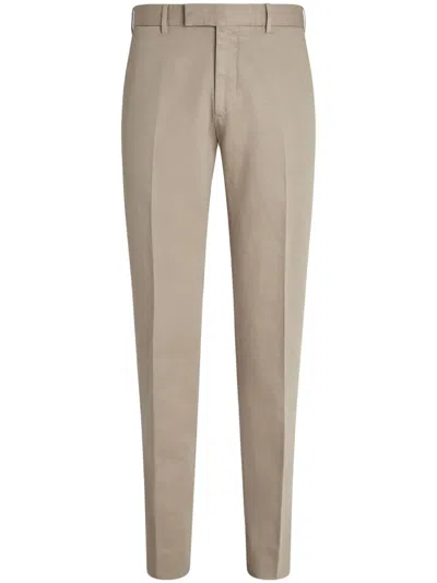 Zegna Tailored Chino Trousers Pleats In Neutral