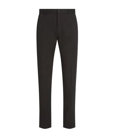 Zegna Tapered Chinos In Black