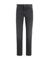 Shop Zegna Tapered Five-pocket Jeans In Black