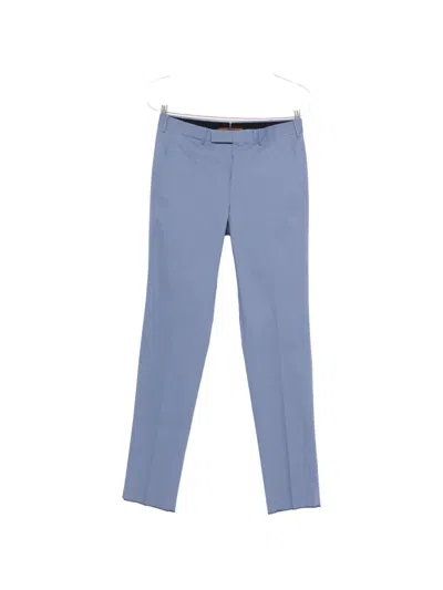 Zegna Frayed Trousers In Blue