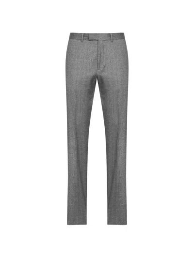 Zegna Tapered-leg Wool Tailored Trousers In Gray