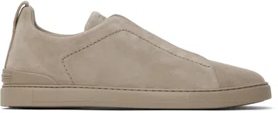 Zegna Triple Stitch Suede Sneaker In Ads Light Taupe
