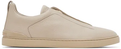 Zegna Triple Stitch Suede Sneaker In Ads Light Taupe