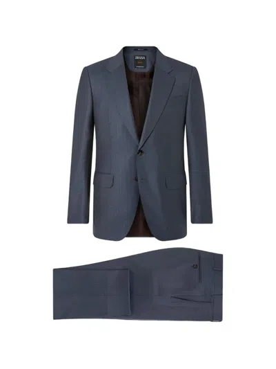 Zegna Teal Wool Suit In Blue
