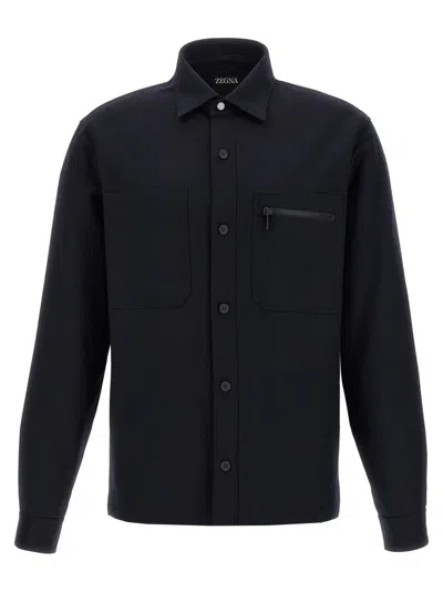 Zegna Techmerino Overshirt In Multi