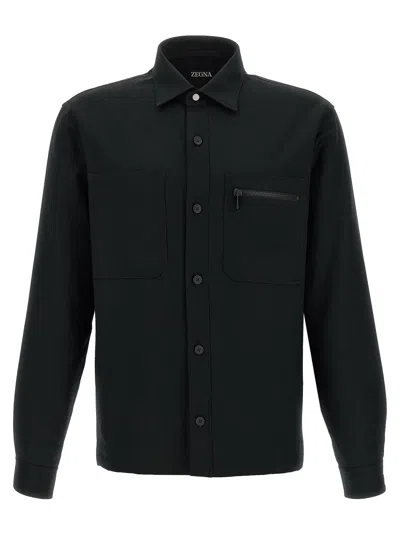 Zegna Techmerino Overshirt Shirt And Blouse Black