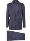 Zegna Wool Suit With Two Button Closure In Blue