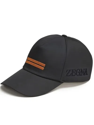 Zegna Embroidered Shell Baseball Cap In Black