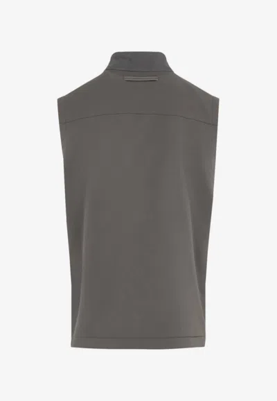 Zegna Technical Shell Sleeveless Vest In Green