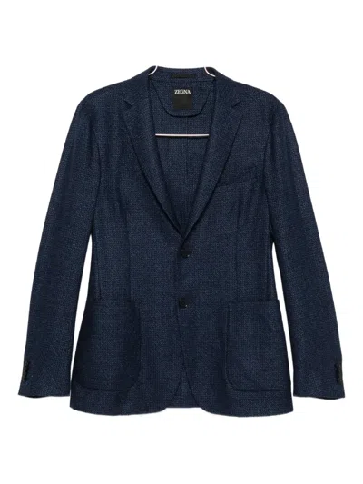 Zegna Textured Blazer In Blue