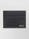Zegna Textured Card Holder For Daily Use In Black
