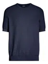 Zegna Textured Cotton Crewneck T-shirt In Blue