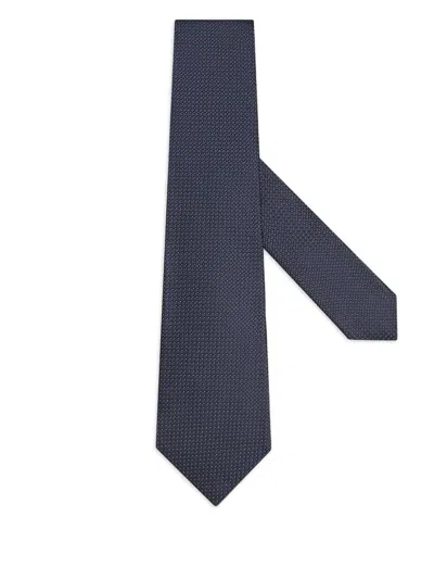 Zegna Textured Dot Silk Tie In Blue