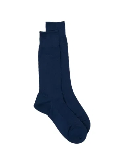 Zegna Textured Mid-calf Socks In Blue
