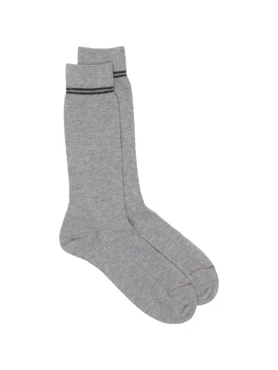 Zegna Textured Mid-calf Socks In Gray