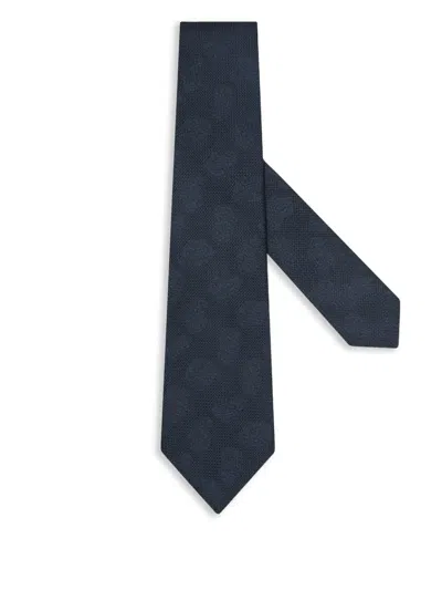 Zegna Textured-pattern Silk Tie In Blue