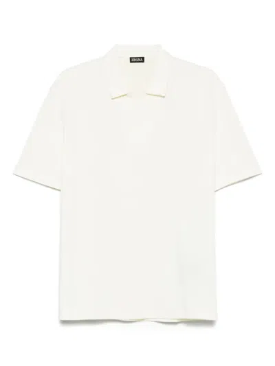 Zegna Textured Polo Shirt In Yellow