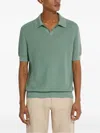 Zegna Waffle Stitch Premium Cotton Polo Sweater In Green