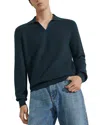 Zegna Textured Silk And Cashmere Polo Sweater In Dark Teal Blue