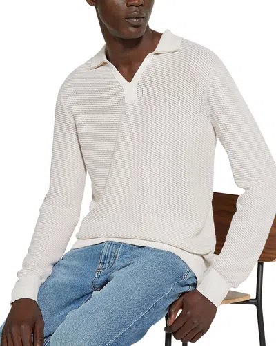 Zegna Textured Silk And Cashmere Polo Sweater In White
