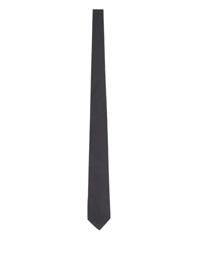 Zegna Textured Silk Tie In Black