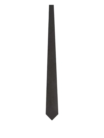 Zegna Textured Silk Tie In Black