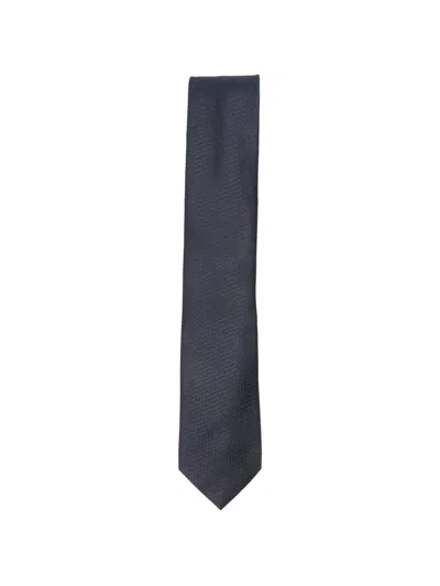 Zegna Textured Silk Tie In Black