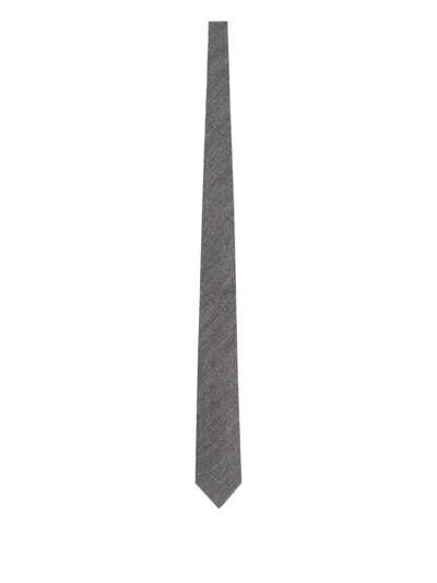 Zegna Textured Silk Tie In Gray