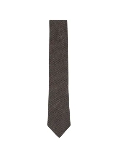 Zegna Textured Silk Tie In Gray