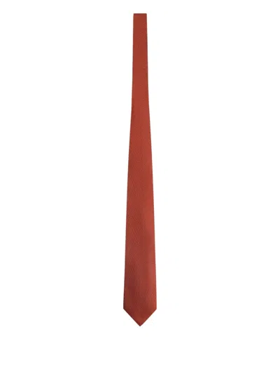 Zegna Textured Silk Tie In Orange