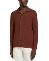 Zegna Textured Wool Shirt Jacket In Brick Red