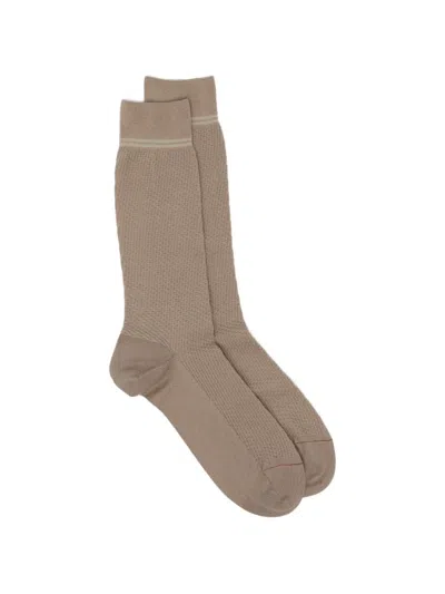 Zegna Textured-knit Socks In Brown