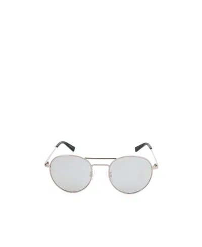 Zegna Thin Mirror Leg Round Frame Sunglasses In White
