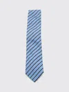 Zegna Diagonal Striped Tie Pointed Shape In Blue