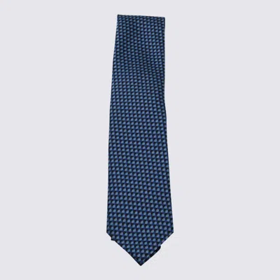 Zegna Geometric-pattern Tie In Blue